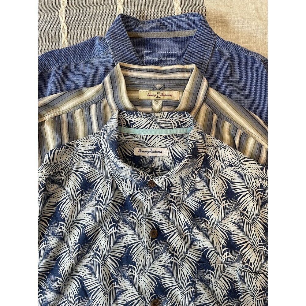 Tommy Bahama 100 Silk Shirt Mens XL Silk Bundle Lot Short Long Embroidered